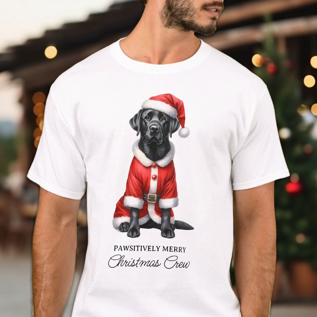 Camiseta Papais noeis bonitos Cachorro Negro Labrador Natal (Criador carregado)