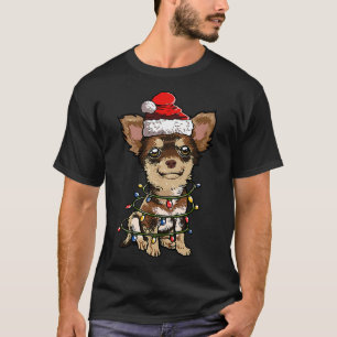 Camiseta Papais noeis bonitos de Chihuahua Árvore de Natal