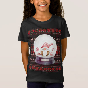 Camiseta Papais noeis bonitos de Natal Feio Gnomo em um Glo