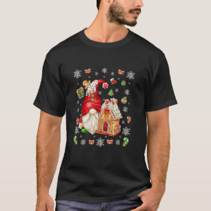 Camiseta Papais noeis Bonitos Gnomie com Gingerbird House