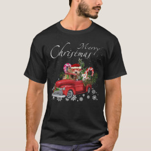 Camiseta Papais noeis Bonitos Labradoodle Anando Feliz Verm