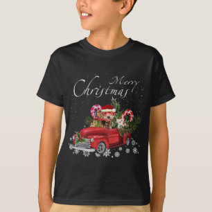 Camiseta Papais noeis Bonitos Labradoodle Anando Feliz Verm
