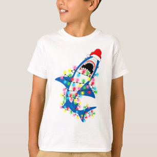 Camiseta Papais noeis bonitos Tubarão Luzes de Natal Garot