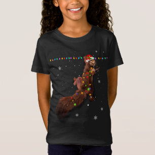 Camiseta Papais noeis Bons De Esquilo De Natal Luzes Engraç