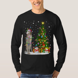 Camiseta Papais noeis Borzoi Dog Xmas Tree Lighting Borzoi