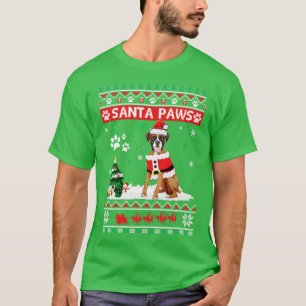 Camiseta Papais noeis Boxer Feliz Cachorro de Natal Engraça