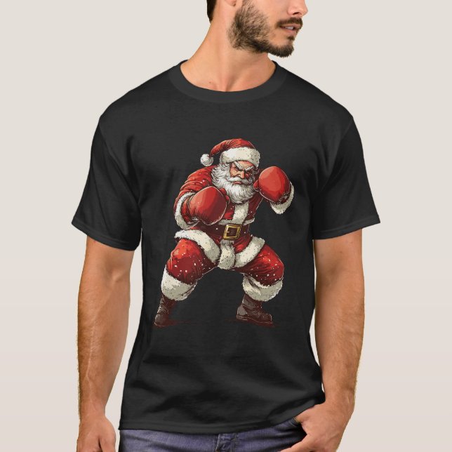 Camiseta Papais noeis Boxing Xmas Mma Muay Thai Lover Crist (Frente)