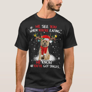 Camiseta Papais noeis Cairn Terrier Reindeer Luz de Natal