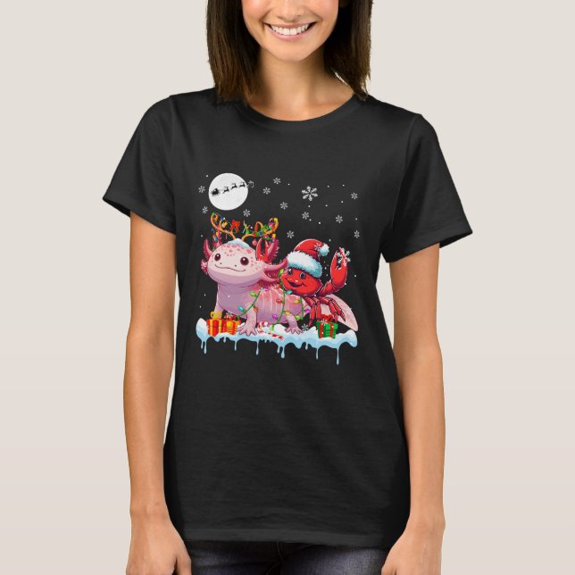 Camiseta Papais noeis Caranguejo Andando Axolotl Reindeer M (Frente)