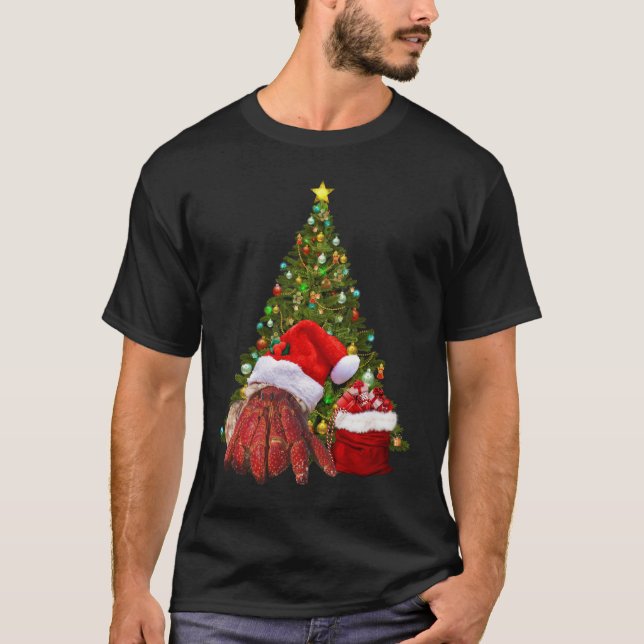 Camiseta Papais noeis Caranguejo Engraçado Natal Hermit Cra (Frente)