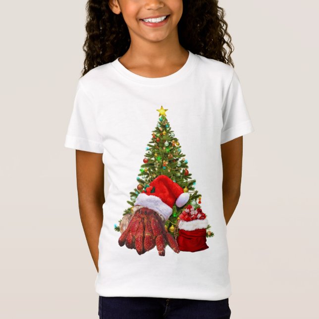 Camiseta Papais noeis Caranguejo Engraçado Natal Hermit Cra (Frente)