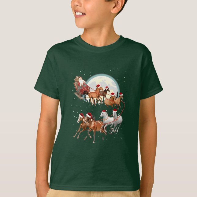 Camiseta Papais noeis Cavalos Cavalos Cavalos com Dorso Equ (Frente)