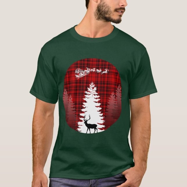 Camiseta papais noeis cervejeiros, árvore de natal, xadrez  (Frente)
