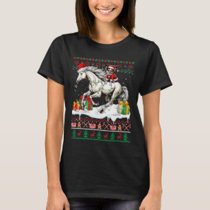 Camiseta Papais noeis Chihuahua Andando Cavalo de Natal Doc