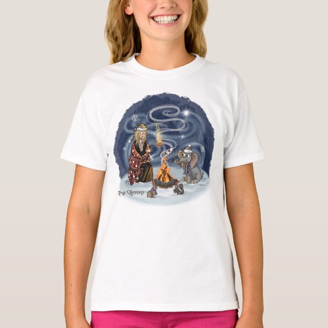 Camiseta Papais noeis Chris e Wilbur Fireside Friends Girl (Frente)
