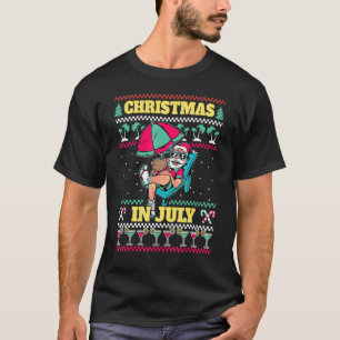 Camiseta Papais noeis Cocktails Praia Natal No Verão De Jul