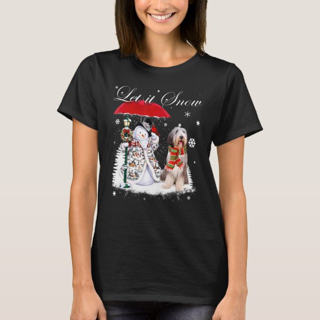 Camiseta Papais noeis Collie Cachorros Cachorro Natal Snowm (Frente)