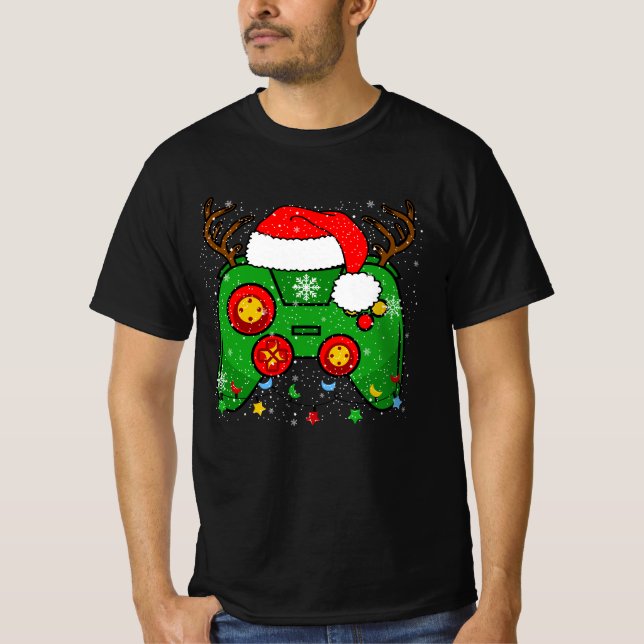 Camiseta Papais noeis com Design de Natal Gamepad (Frente)