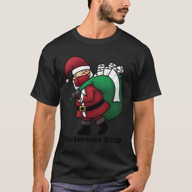 Camiseta Papais noeis Com Máscara De Rosto E Papel De Banhe (Frente)