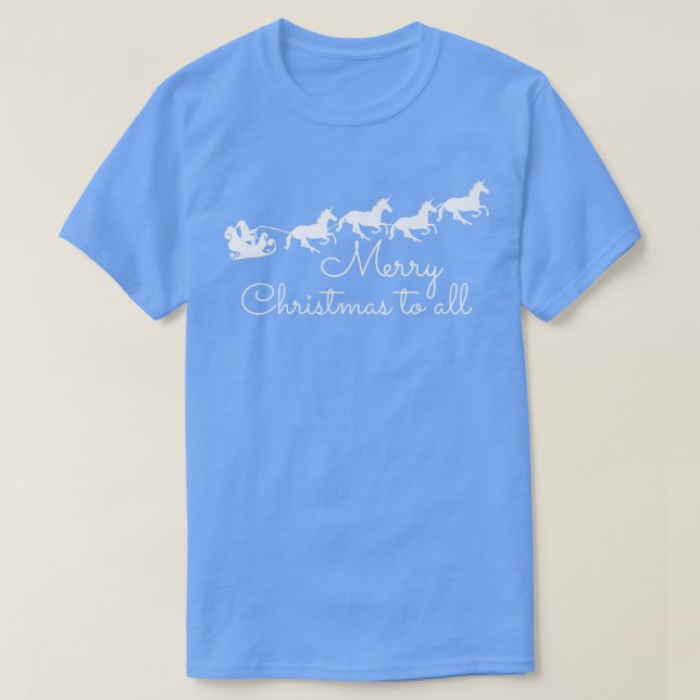 Camiseta Papais noeis com Sled de Natal dos Unicórnios (Frente do Design)
