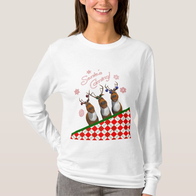 Camiseta Papais noeis Comentando Reindeer (Frente)