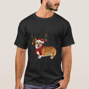 Camiseta Papais noeis Corgi Reindeer Natal Claro