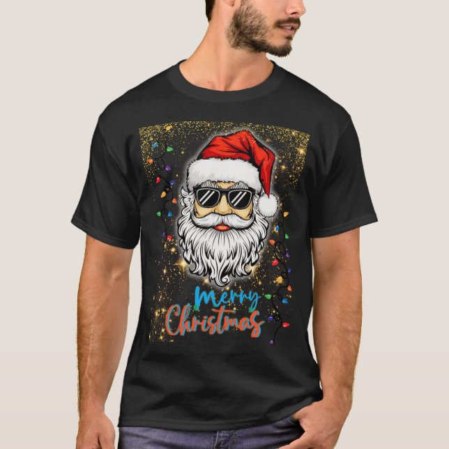 Camiseta Papais noeis cósmicos desejando Feliz Natal (Frente)