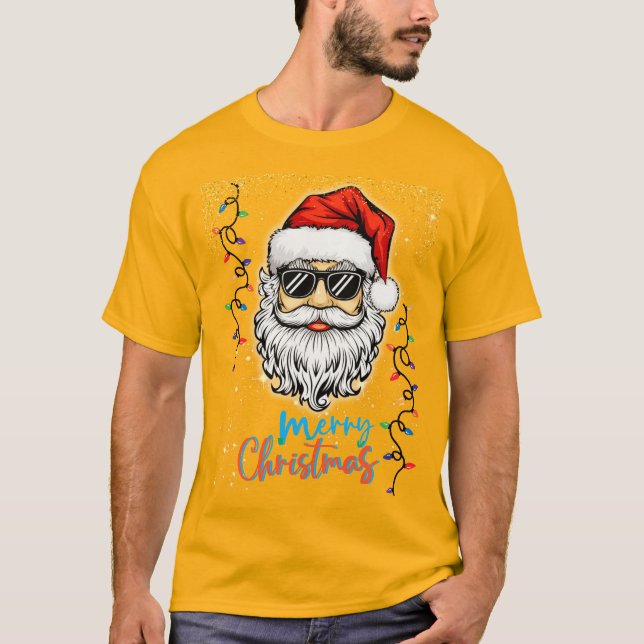 Camiseta Papais noeis cósmicos desejando Feliz Natal (Frente)