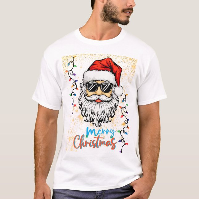 Camiseta Papais noeis cósmicos desejando Feliz Natal (Frente)