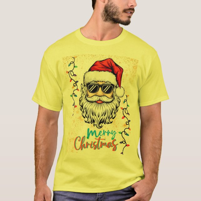 Camiseta Papais noeis cósmicos desejando Feliz Natal (Frente)