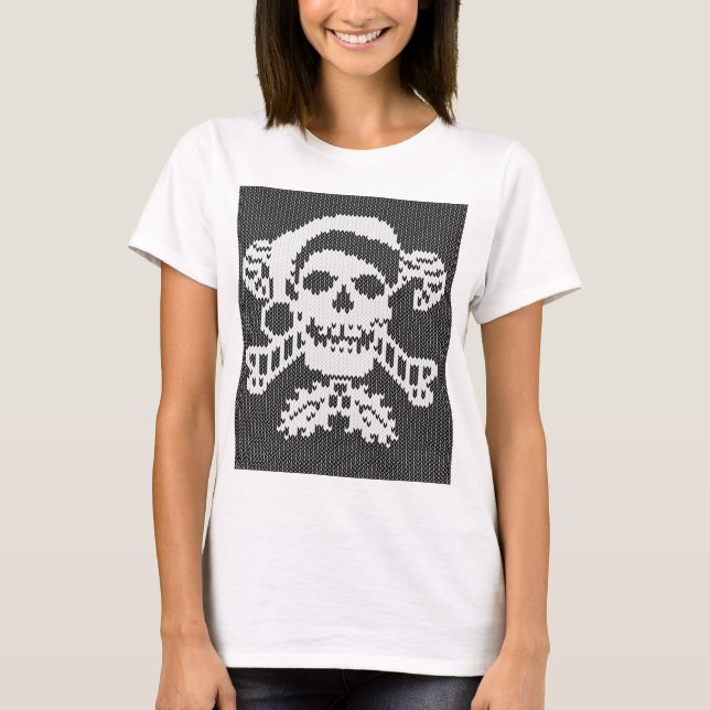 Camiseta Papais noeis Crossbones Caveira no Estilo de Sweat (Frente)