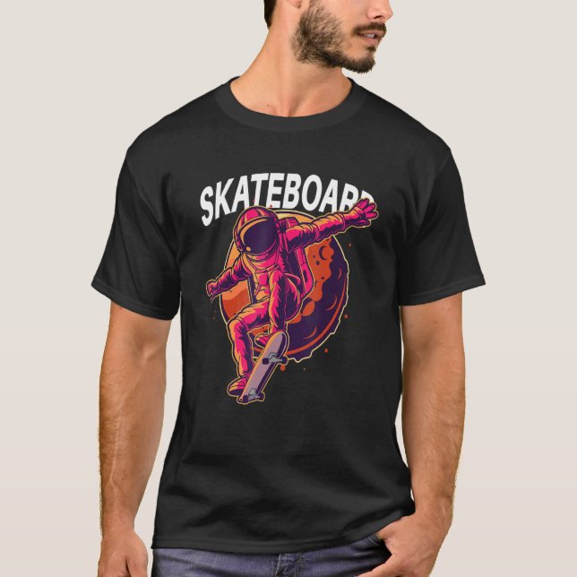 Camiseta Papais noeis Cruz Astronau de Skateboard (Frente)