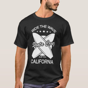 Camiseta Papais noeis Cruz California Andam No Surfe De Ond