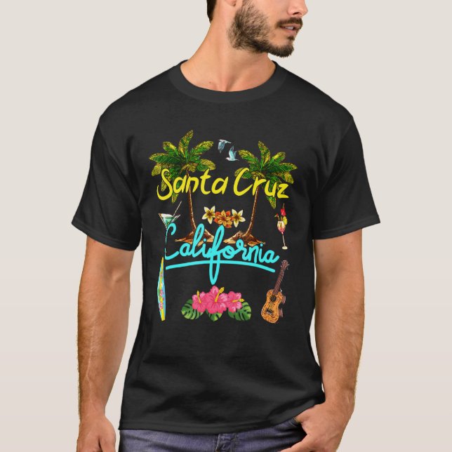 Camiseta Papais noeis Cruz California Beach Summer Palm Sun (Frente)