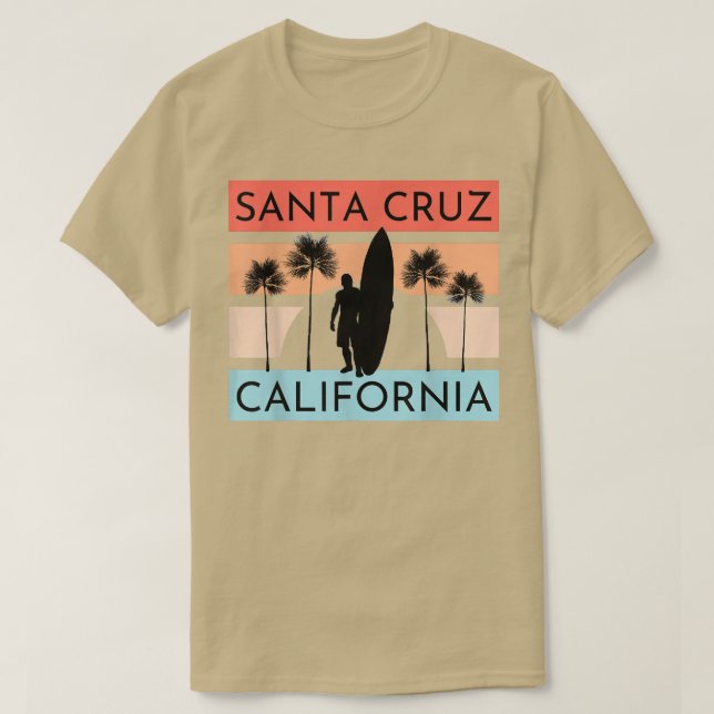 Camiseta Papais noeis Cruz California Beach Surfer Summer (Frente do Design)