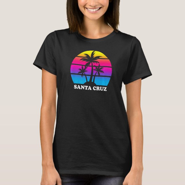 Camiseta Papais noeis Cruz California Retro Palm Tree Sunse (Frente)