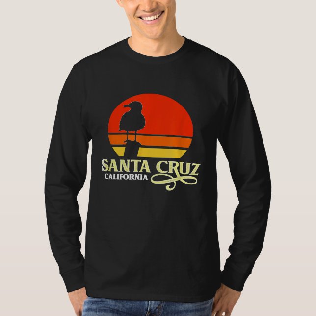 Camiseta Papais noeis Cruz California Retro Seagull Sunset (Frente)