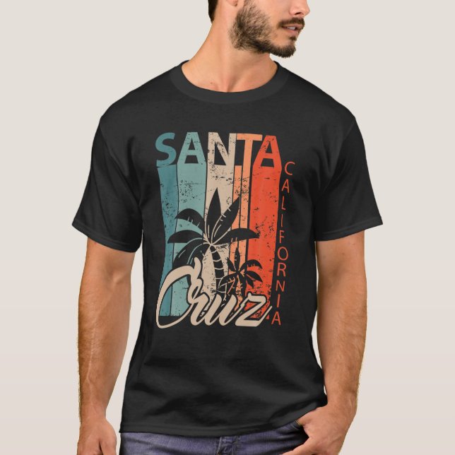 Camiseta Papais noeis Cruz California Surfer Skater Retro (Frente)