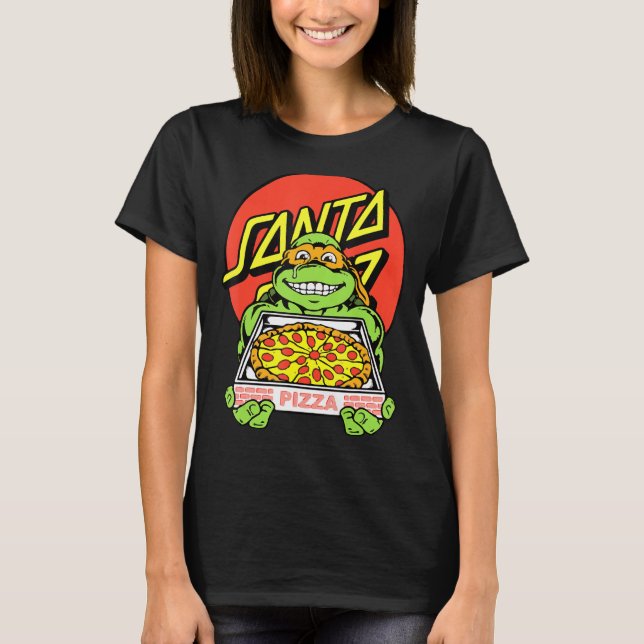 Camiseta Papais noeis Cruz Mens Ninja Pizza (Frente)