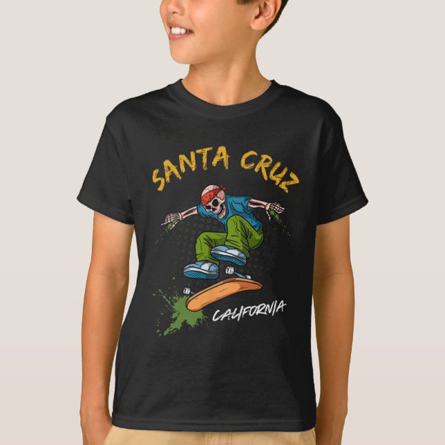 Camiseta Papais noeis-cruz Skeleton Skateboard Beach Funny  (Frente)