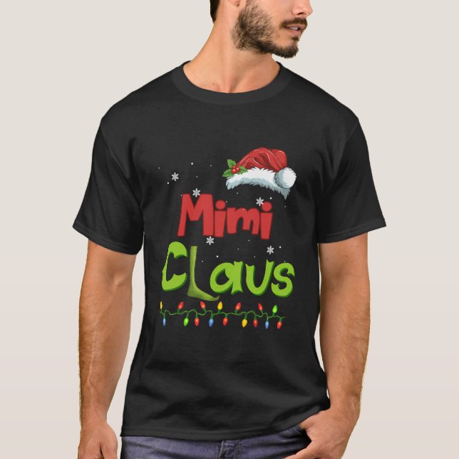Camiseta Papais noeis Da Família Engraçada Mimi Claus Pajam (Frente)