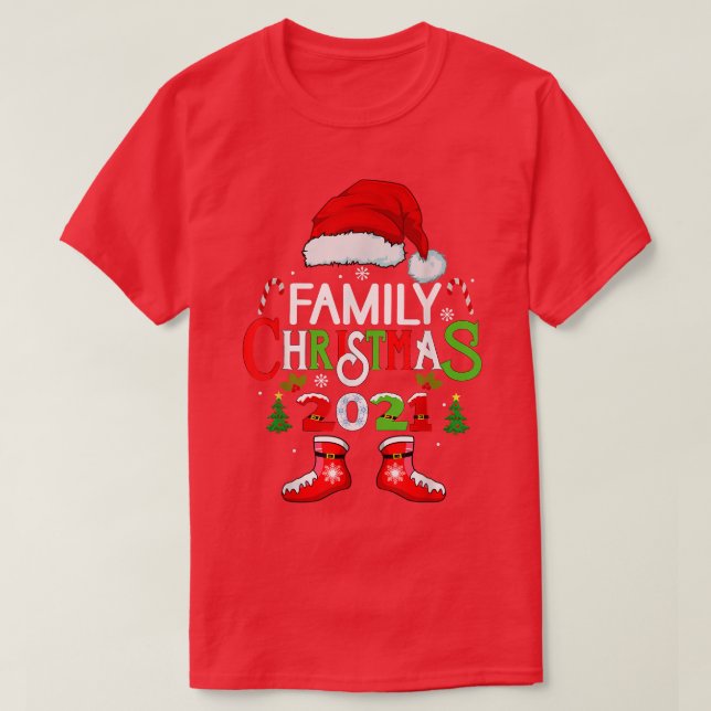 Camiseta Papais noeis da Praça do Natal da Família 2021 eng (Frente do Design)