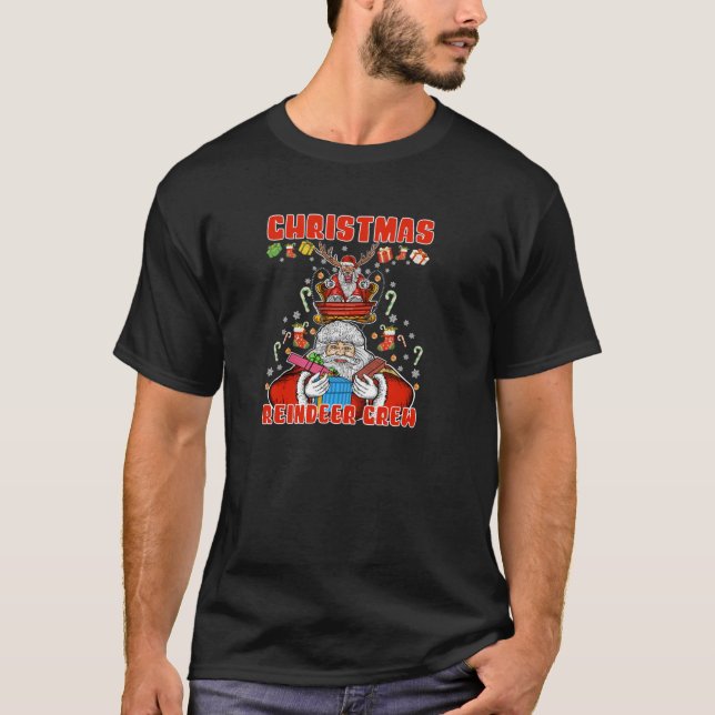 Camiseta Papais noeis Da Tripulação De Crew De Reindeer Do  (Frente)