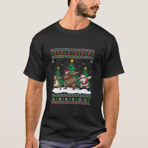 Camiseta Papais noeis Dabbing Reindeer Armadillo Tree Luzes