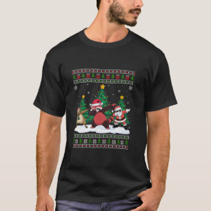 Camiseta Papais noeis Dabbing Reindeer Red Panda Tree Luzes