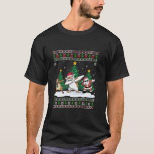 Camiseta Papais noeis Dabbing Reindeer Snowy Owl Tree Luzes