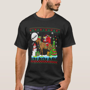 Camiseta Papais noeis Dabbing Riding Elf Goat Christmas Far