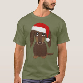 Camiseta Papais noeis Dachshund de Chocolate de Cabelos Lon