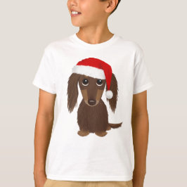 Camiseta Papais noeis Dachshund de Chocolate de Cabelos Lon