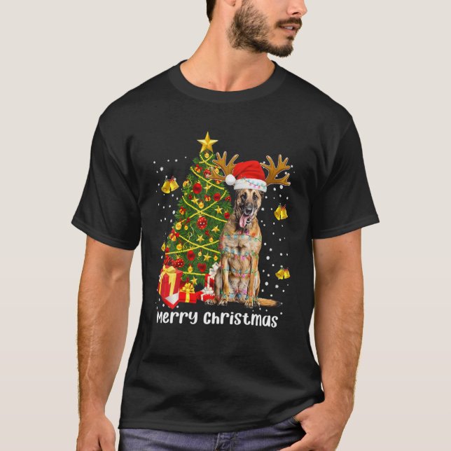 Camiseta Papais noeis das árvores de Natal em Malinois belg (Frente)